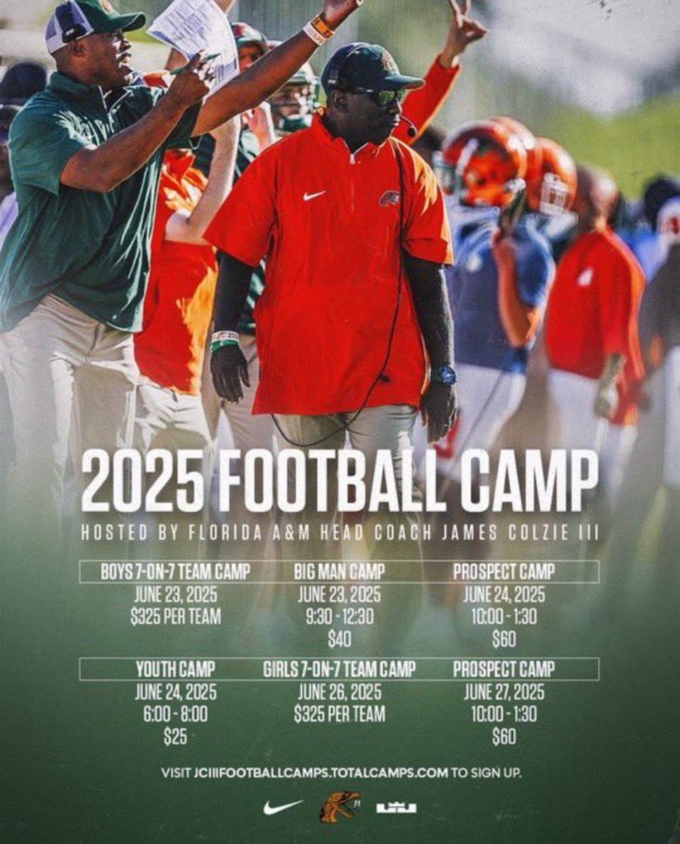 CAMP SZN IS COMING TO THE HIGHEST OF THE SEVEN HILLS🐍‼️

🟢6/23: Boys 7v7
🟠6/23: Big Man
🟢6/24: Youth Camp
🟠6/24: Prospect Camp #1
🟢6/26: Girls 7v7
🟠6/27: Prospect Camp #2 

COME ON OUT TO BRAGG STADIUM AND SHOWCASE YOUR SKILLS🔥🐍