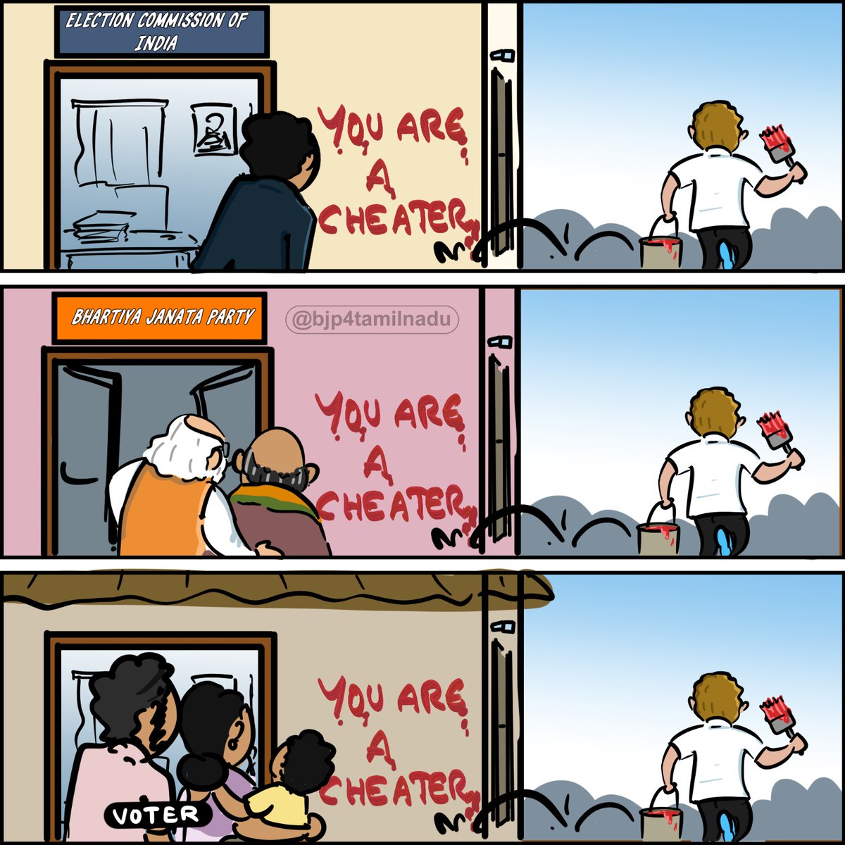 காங்கிரஸ் தலைவர் <a href="/RahulGandhi/">Rahul Gandhi</a> தங்கள் கட்சிக்கு ஏற்பட்ட தொடர் தோல்வியால் ஏற்பட்ட விரக்தியில் எதிர்கட்சி, தேர்தல் ஆணையம் ஆகியவற்றின் மீது குற்றம் சாட்டி வரும் நிலையில், அடுத்து அந்த வரிசையில் தனக்கு வாக்களிக்காத பொது மக்கள் மீதும் களங்கம் கற்பிக்கும் காலம் வெகு தொலைவில் இல்லை.!