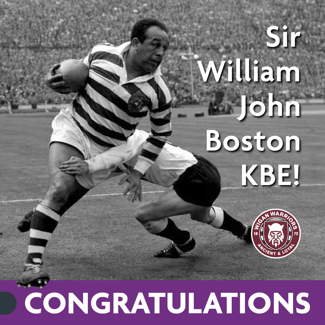 Invisible Creations® (@inviscreations) on Twitter photo We’re all filled with joy here in Wigan with news that rugby hero, Billy Boston, will be made a Knight Commander of the Order of the British Empire (KBE).
Congratulations, Sir William John Boston KBE! 👏 We’re all filled with joy here in Wigan with news that rugby hero, Billy Boston, will be made a Knight Commander of the Order of the British Empire (KBE).
Congratulations, Sir William John Boston KBE! 👏