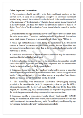 @ignou_2 
Instructions for Examinees June 2025 TEE