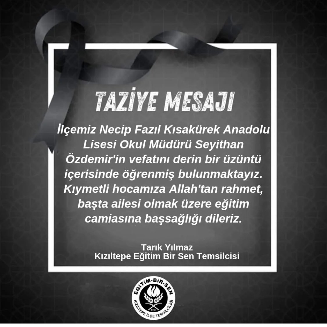 Taziye ve başsağlığı