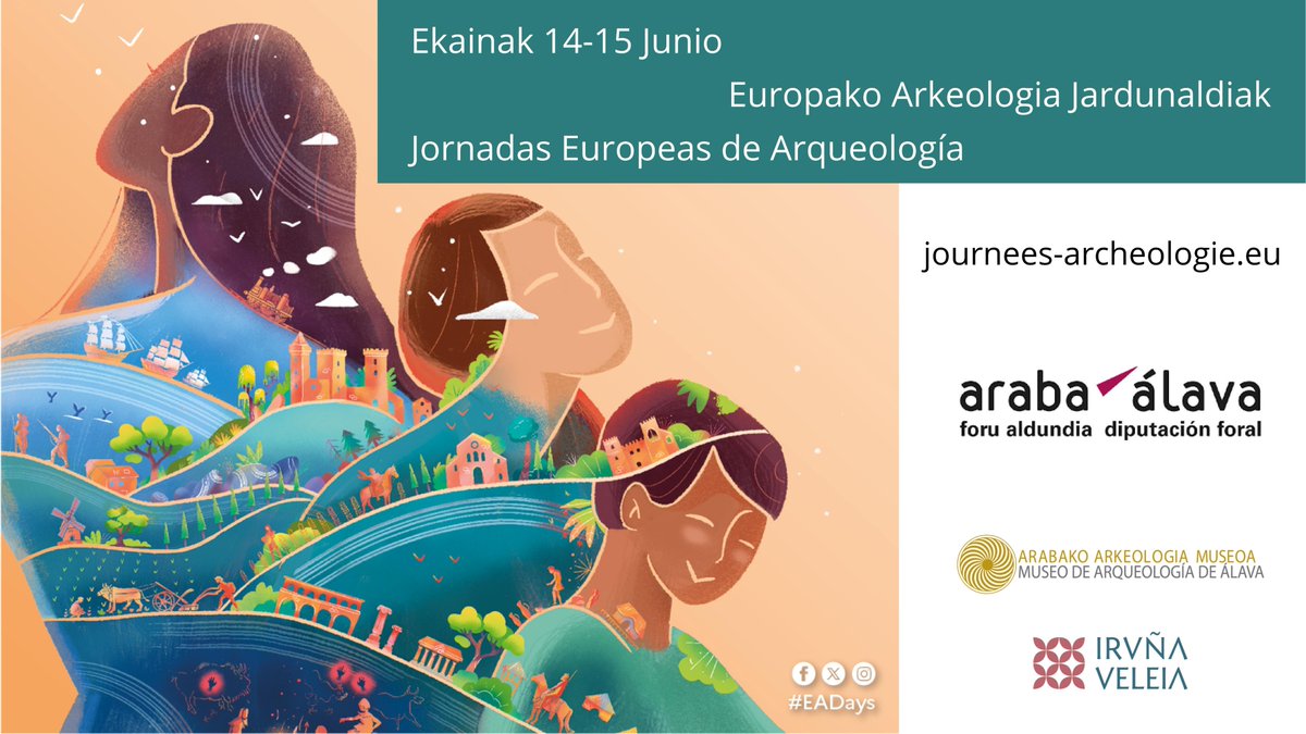 🗓️ ¡Descubre los tesoros del pasado!

🔍 Este fin de semana celebramos las Jornadas Europeas de Arqueología con talleres y visitas guiadas gratuitas en #Álava

🏺 Cerámica en BIBAT
🏛️ Iruña-Veleia
🪨 Dólmenes de Kuartango
📲 Info: labur.eus/th594uss

#EADays #Araba