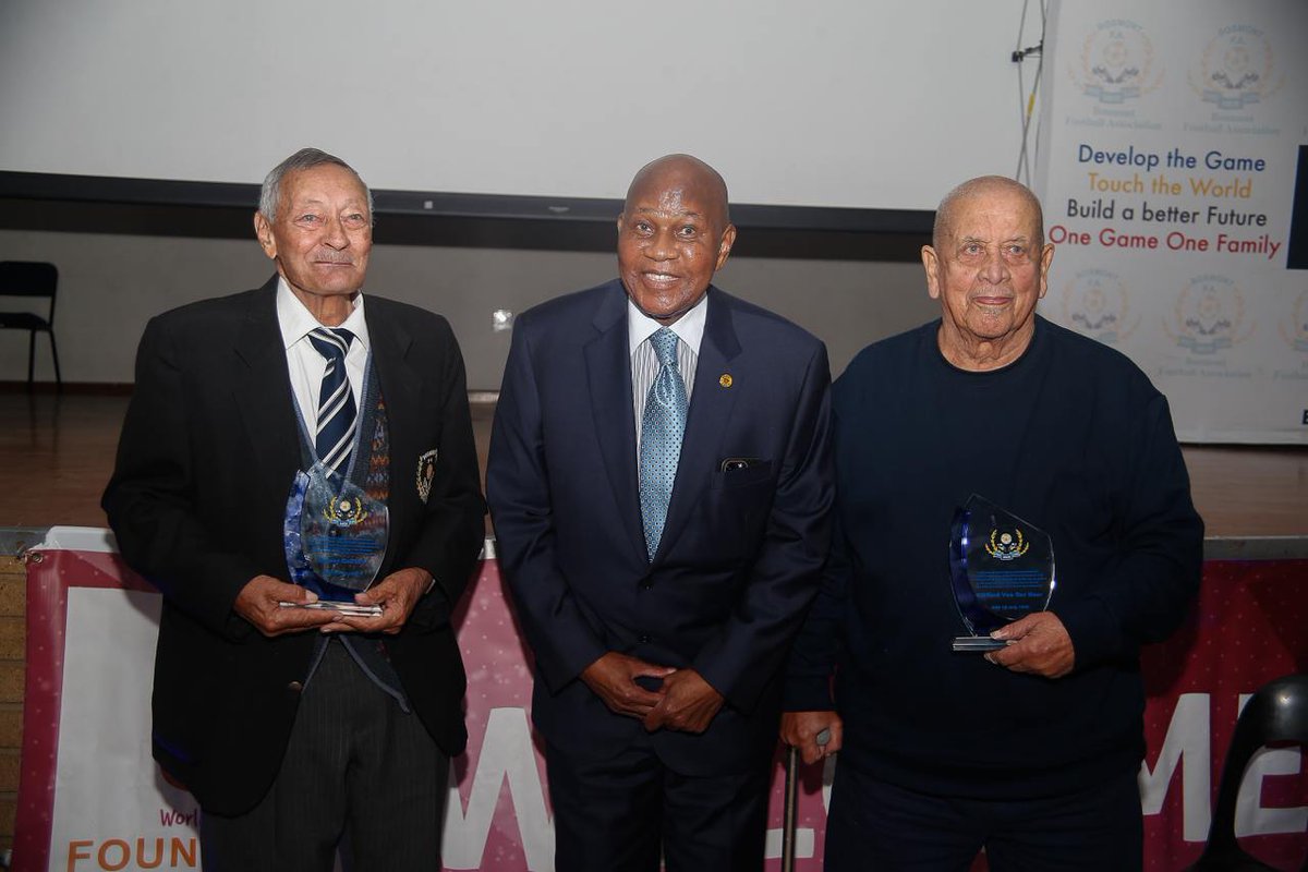 KaizerChiefs's tweet photo. Chairman, Dr. Kaizer Motaung, attended the 60th Anniversary function of the Bosmont Football Association to honour Barney Gaffney for his lifetime commitment to football. Mr. Gaffney is the person who facilitated Dr. Motaung's opportunity to play in the USA for Atlanta Chiefs. 

Thank you, Mr. Gaffney. 

#Amakhosi4Life