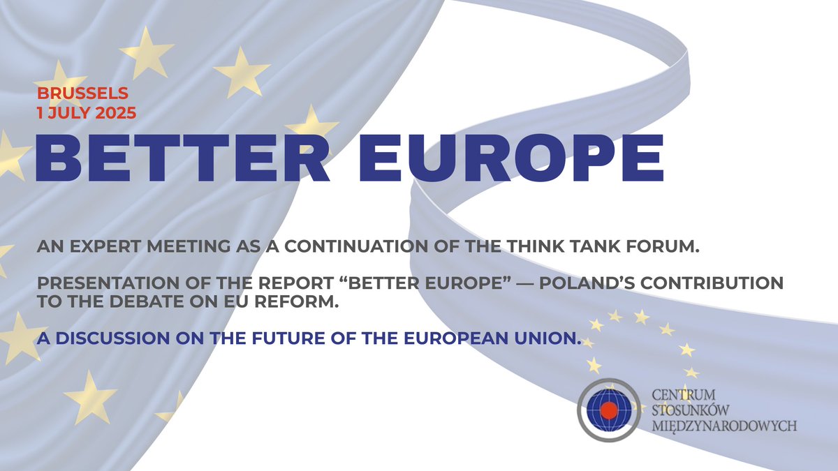 CIR_CSM's tweet image. Poland will present its vision for the future of the EU in Brussels! 🇪🇺🇵🇱

In the report “Better Europe,” our experts have developed concrete proposals for EU reform — ranging from strengthening innovation and ensuring security to shaping a coherent climate policy.

Over the past…