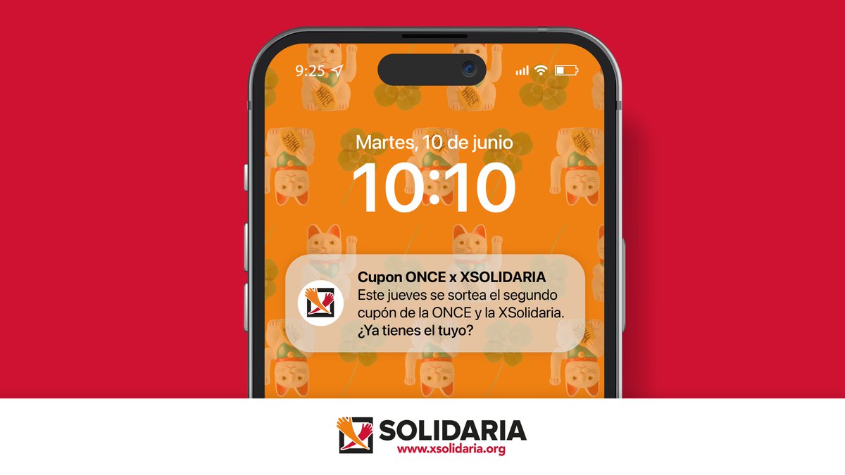 ¡Este miércoles es el día! 🍀 El segundo cupón de la <a href="/once_es/">ONCE</a> dedicado a la <a href="/XSolidaria/">XSolidaria</a> se sortea este 11 de junio. ¿Y si esta vez te toca a ti? 🧡
 Y recuerda: marcar la Casilla 106 en tu renta también cambia vidas. #HazQuePase #XSolidaria