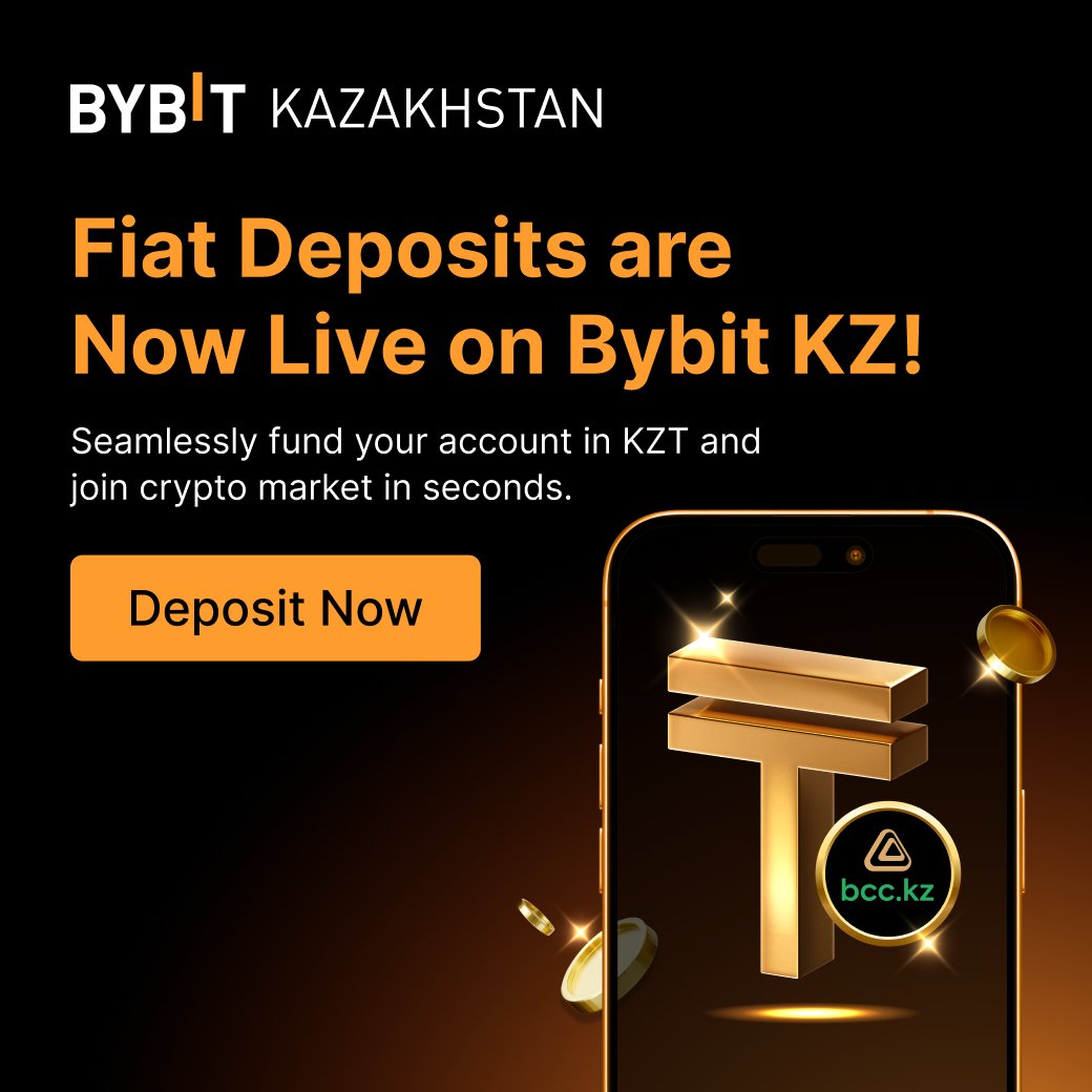 Bybit Kazakhstan 🇰🇿 has launched a fiat deposit & withdrawal channel with  Bank CenterCredit. Local users can now move KZT in and out of Bybit with  zero fees — securely and compliantly.