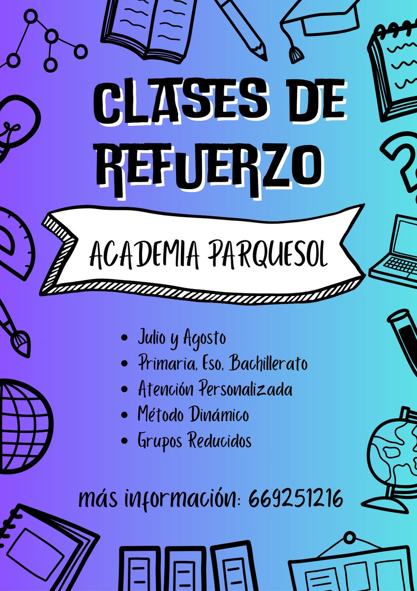AcadParquesol's tweet photo. Si necesitas ayuda con alguna asignatura o mejorar en alguna de ellas, durante julio y agosto.... https://t.co/nkMKKVab7S