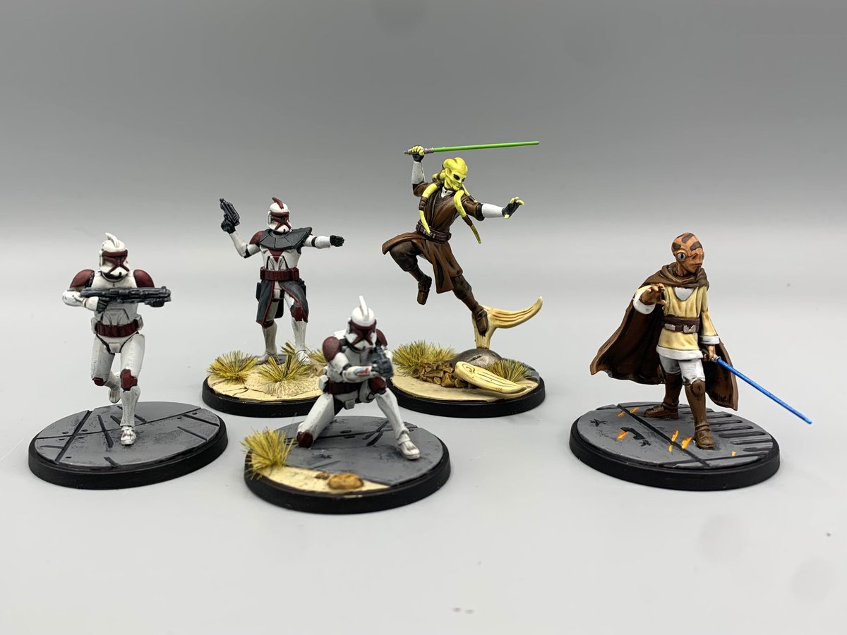Painted up Kit Fisto and his squad in time for a game of Shatterpoint tonight! 
#StarWars #PaintingMiniatures #Shatterpoint #Shatterpaint