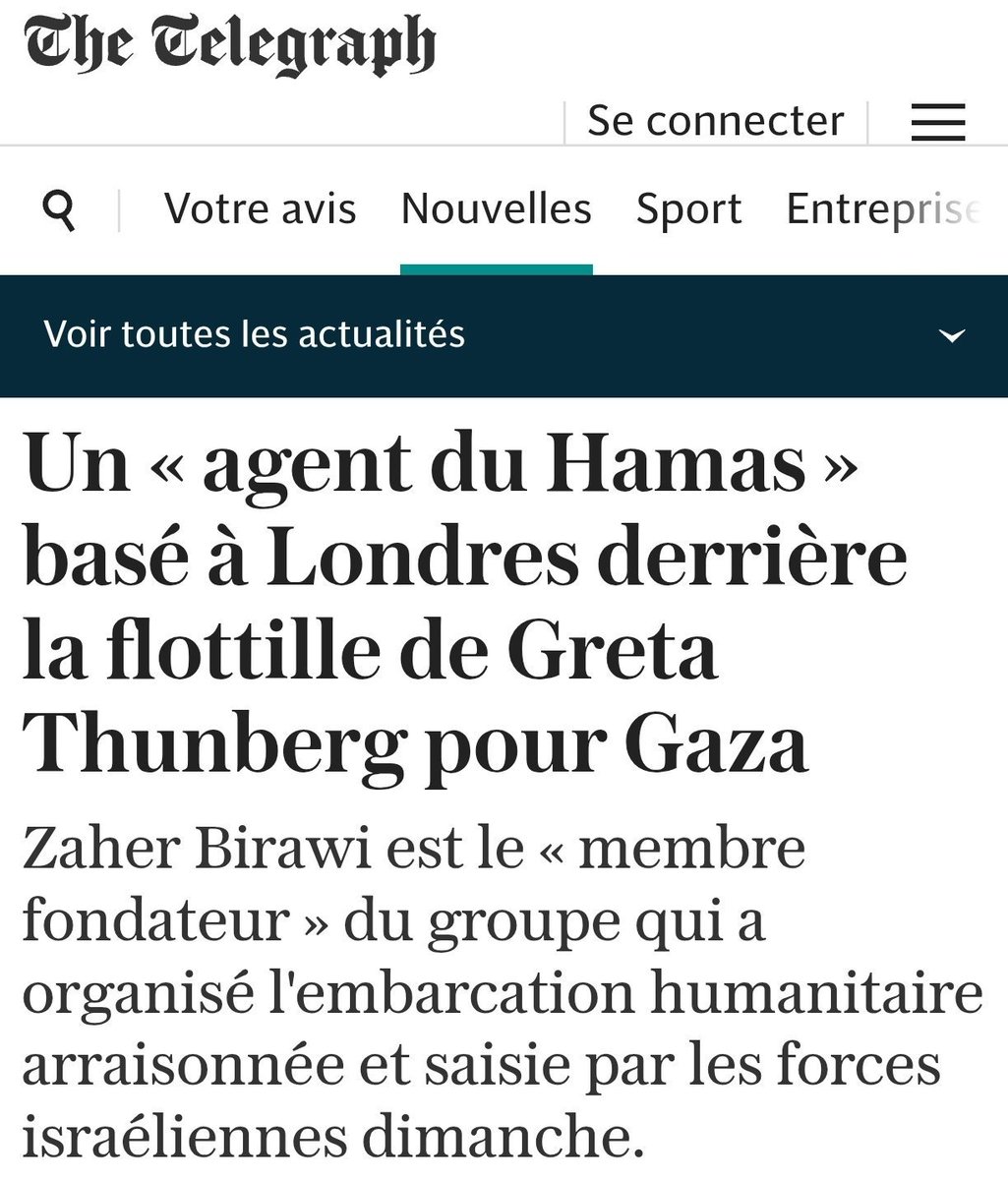 jyves94's tweet photo. @StephaneVojetta The Telegraph révèle qu'un agent du #Hamas ☠️ est derrière le financement de la #FlottilleDeLaLiberte ⛵️ https://t.co/gMfCslKfhL