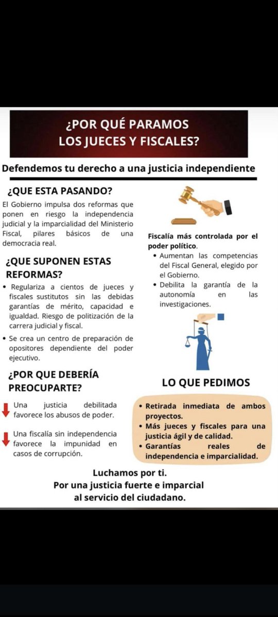🚨 Recordad que mañana 11 de junio a las 12:00, haremos un parón para visibilizar la gravedad de lo que está pasando, como primera medida.

No es sólo una cuestión de jueces o fiscales, esto afecta a todos los ciudadanos. Os necesitamos a todos.

Aún quedan jueces en Berlín.
