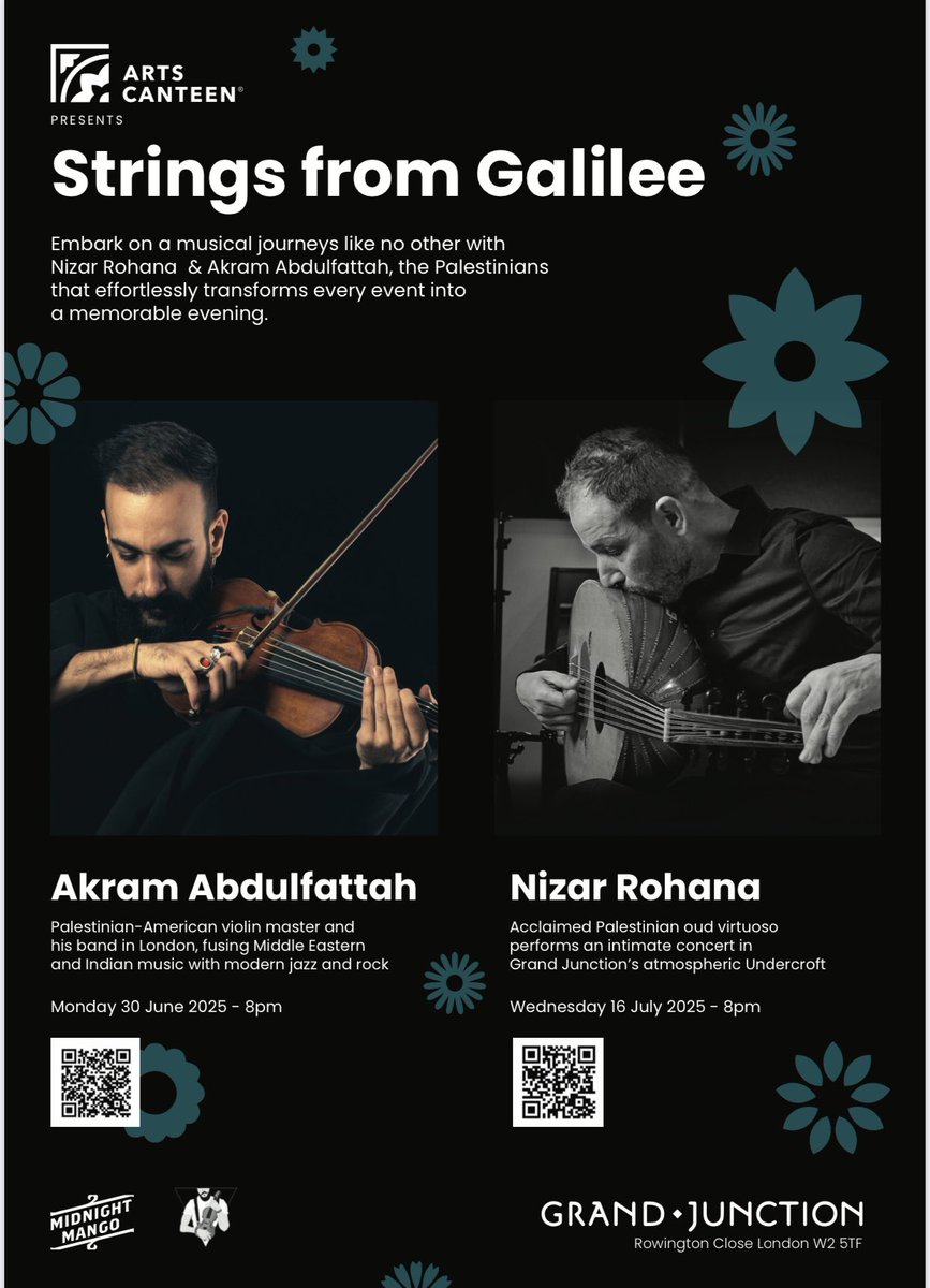Arts Canteen (@artscanteen) on Twitter photo Embark on a musical journeys like no other with Nizar Rohana & Akram Abdulfattah, the Palestinians that effortlessly transforms every event into a memorable evening <a href="/grandjunctionW2/">Grand Junction, London</a>
artscanteen.com/events/ Embark on a musical journeys like no other with Nizar Rohana & Akram Abdulfattah, the Palestinians that effortlessly transforms every event into a memorable evening <a href="/grandjunctionW2/">Grand Junction, London</a>
artscanteen.com/events/