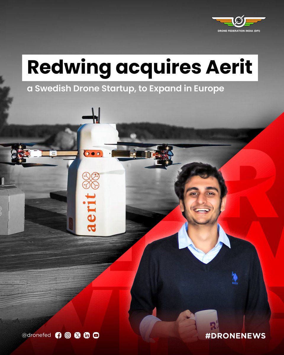 dronefed's tweet photo. Just in:
Redwing acquires Sweden’s Aerit to expand global drone logistics. With “Nimbi” drone tech & BVLOS expertise, Redwing aims to scale safe, autonomous deliveries across Europe.
@redwingdrones
#DroneDelivery #RedwingLabs #BVLOS #MakeInIndia #Aerit https://t.co/T54SOk8EM9