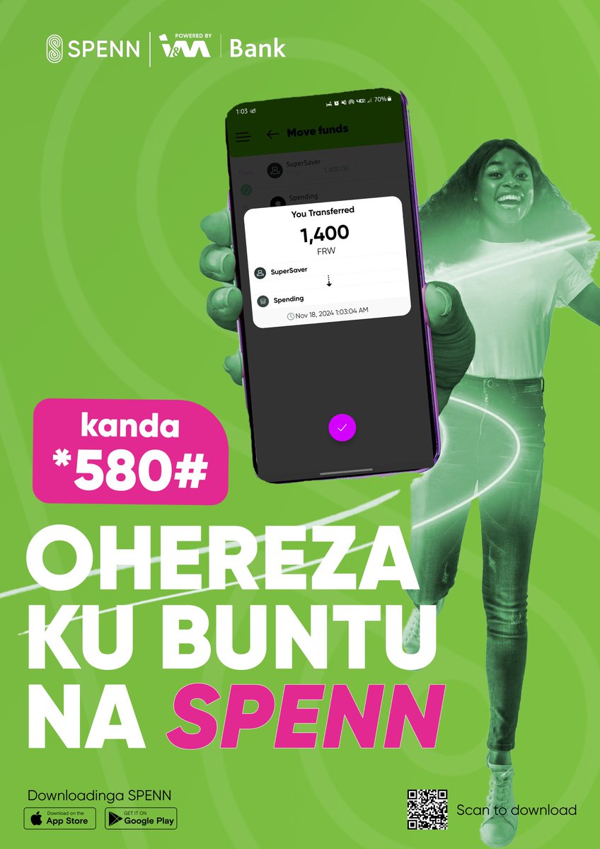 Ohereza amafaranga ku bantu bawe k'ubuntu hamwe na SPENN. kanda *580# cyangwa u dawunilodinge application ya SPENN kuri app store yawe!

#spennkuribose #spenn #freetransfer #easybanking #fintechsolutions #Rwanda