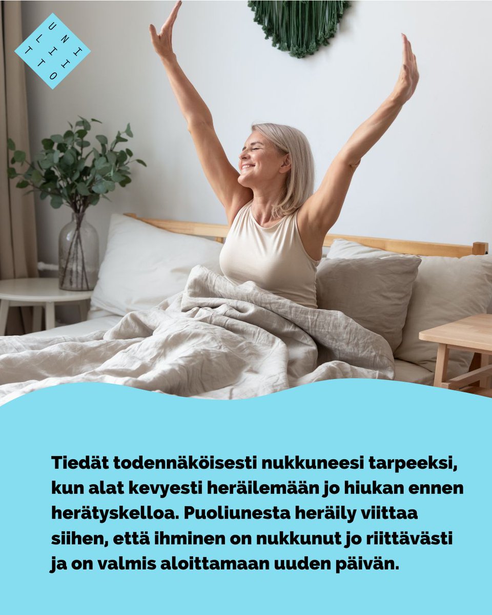 Perusterve ihminen tarvitsee seitsemästä yhdeksään tuntia unta yössä.
– Alle seitsemän tuntia unta tarvitsevia on noin 10–15 prosenttia väestöstä, arvioi Terveystalo Helsinki Uniklinikan lääkäri Eevert Partinen.
Lähde: mtvuutiset.fi/artikkeli/tied…