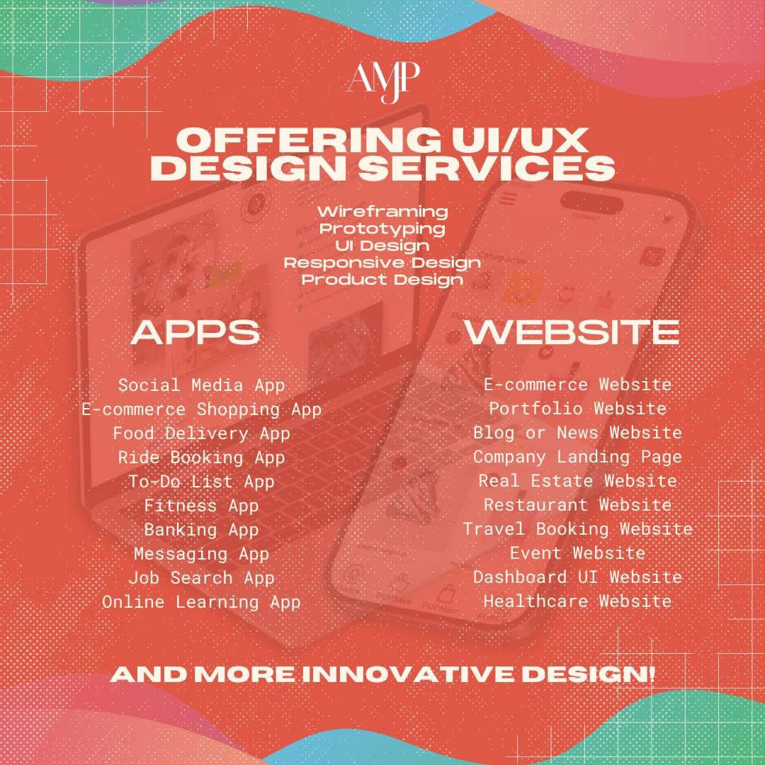 𝗔𝗠𝗝𝗣 𝗶𝘀 𝗻𝗼𝘄 𝗼𝗳𝗳𝗲𝗿𝗶𝗻𝗴 𝗨𝗜/𝗨𝗫 𝗗𝗲𝘀𝗶𝗴𝗻 𝗦𝗲𝗿𝘃𝗶𝗰𝗲𝘀 𝘂𝘀𝗶𝗻𝗴 𝗙𝗶𝗴𝗺𝗮.

📩 Slide into our DMs — let’s create something amazing together!

TAGS: #figma #designer LF CLIENT LF COMMISSIONER