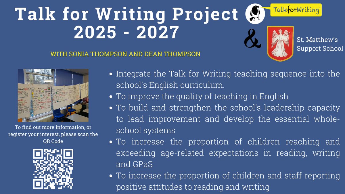 St. Matthew's C.E. Primary School (@stmattscofe) on Twitter photo 📢 Exciting News! Join us this September for the launch of our Talk for Writing Project for 2025-2027! 🗣️
Join us for the 4th year of hosting this programme.
Don’t miss out—find out more here: forms.gle/qpC3SqR1bLnwKj…
<a href="/son1bun/">Sonia</a> <a href="/PieCorbett/">Pie Corbett</a> <a href="/Talk4Writing/">Talk for Writing</a> 📢 Exciting News! Join us this September for the launch of our Talk for Writing Project for 2025-2027! 🗣️
Join us for the 4th year of hosting this programme.
Don’t miss out—find out more here: forms.gle/qpC3SqR1bLnwKj…
<a href="/son1bun/">Sonia</a> <a href="/PieCorbett/">Pie Corbett</a> <a href="/Talk4Writing/">Talk for Writing</a>