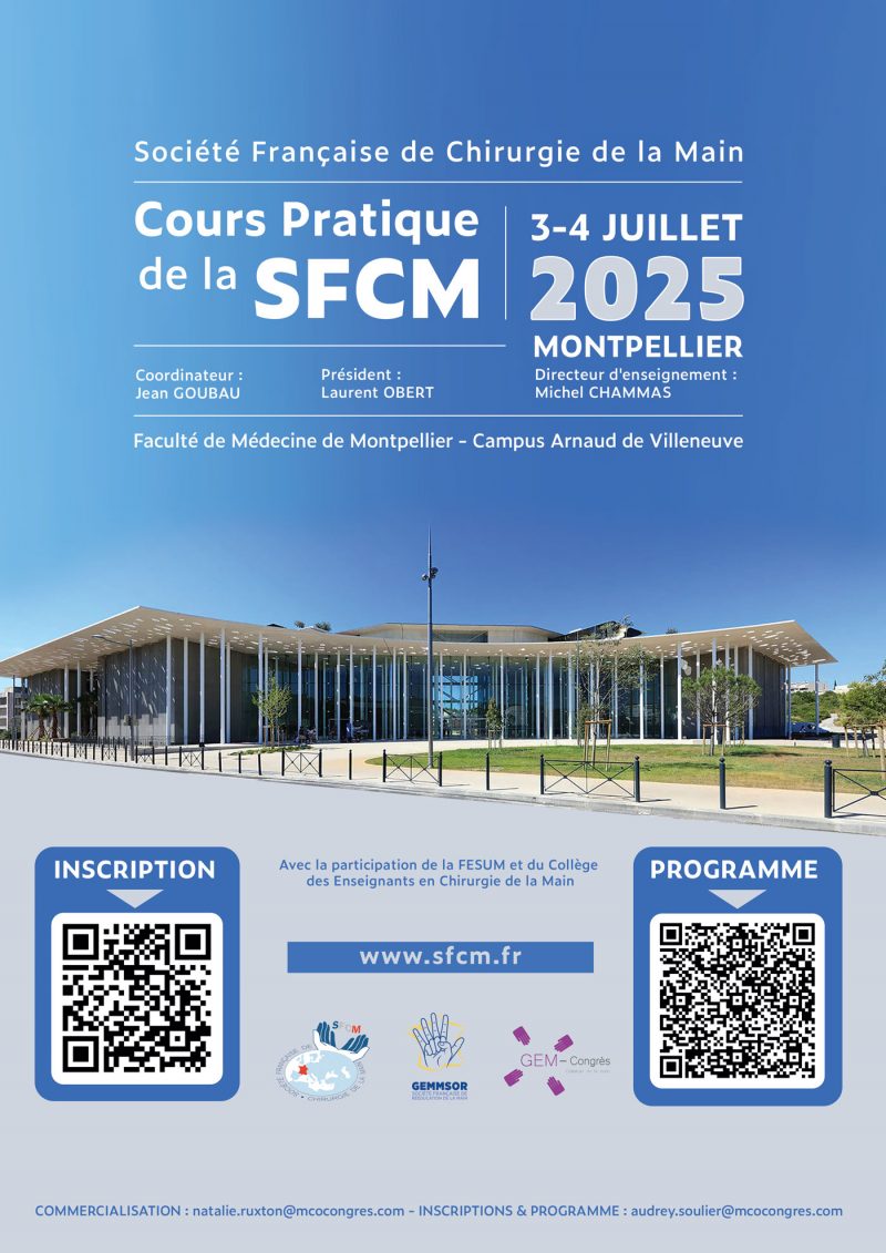 🚨 Le cours pratique de la #SFCM - Société Française de Chirurgie de la Main : Il est encore temps de vous inscrire !
📆 3 - 4 Juillet 2025 📍 Faculté de Médecine, Montpellier
Programme et inscription 👉 lnkd.in/etgeTRvg