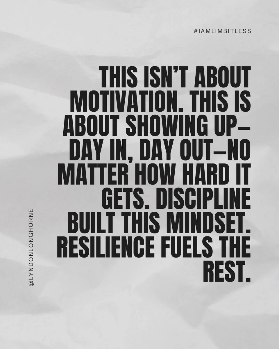 Motivation fades. Discipline stays.

Training for an Ironman as a quad amputee pushes me every day—physically, mentally, emotionally.

You don’t need motivation. You need movement.

👉 Pick one thing you’ve been avoiding.
👉 Show up daily. Let’s grow. Let’s go. 💪
#Limbitless
