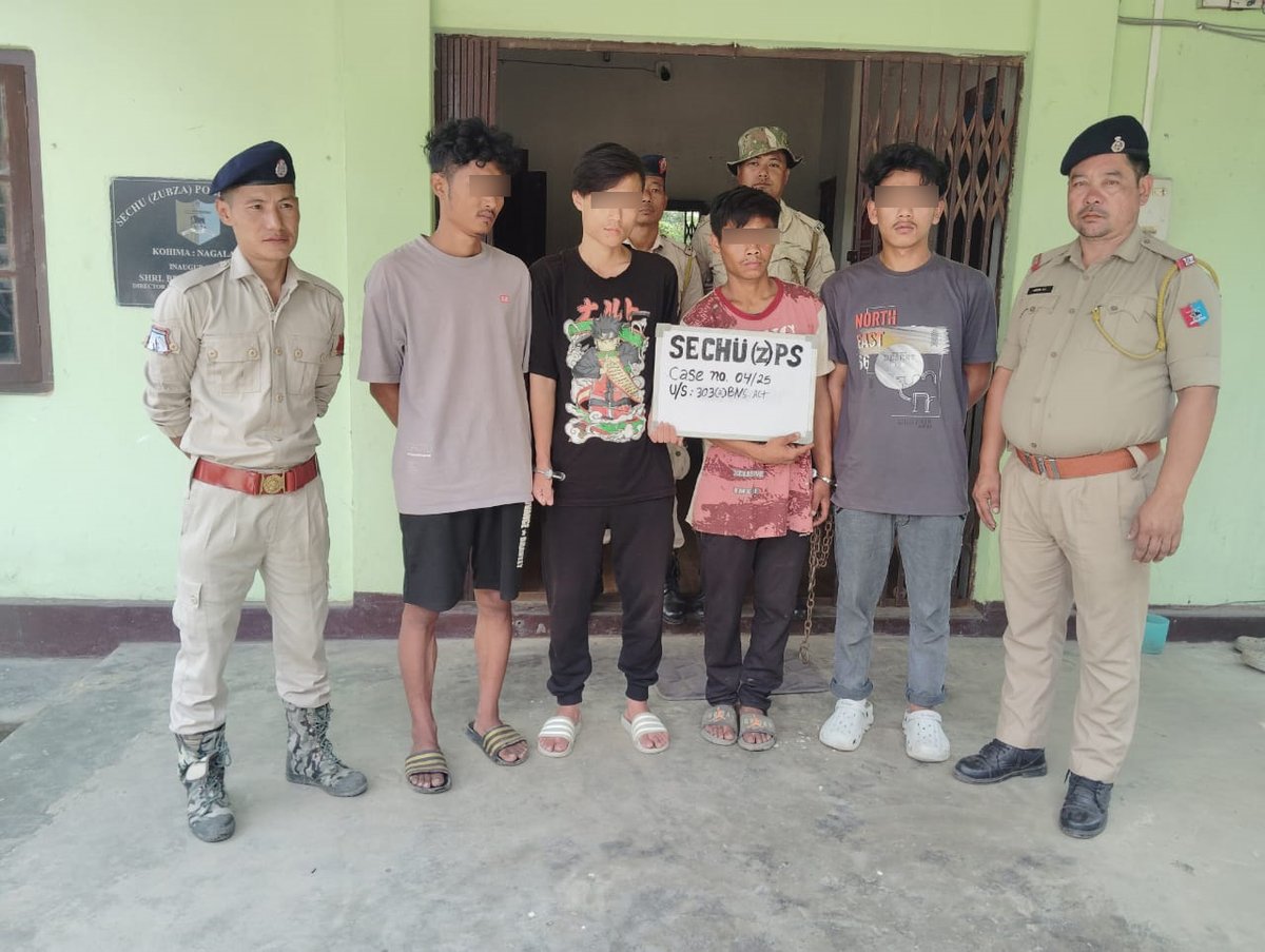 🚨 Kohima Police Crack Theft Case 🚨
Four habitual offenders arrested by Sechü (Zubza) PS on 10 June 2025 in connection with multiple thefts.
Loot included scrap, auto parts, engine components, batteries &amp; NHIDCL iron materials.