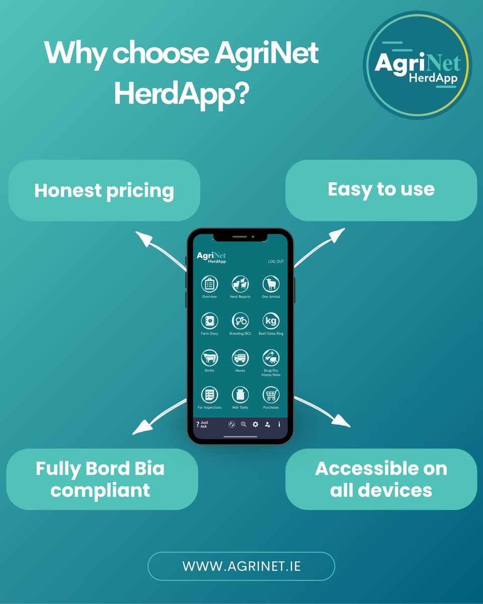 Experience the advantages of AgriNet HerdApp! 🐮 Our innovative platform is designed to streamline your farming operations, providing you with essential tools for farm management. Get started with a 30-Day Free Trial 🆓 Visit agrinet.ie to sign up today! 🙌