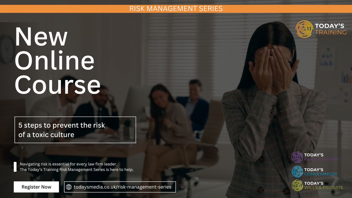 🚨RISK MANAGEMENT #4 - 5 steps to prevent the risk of a toxic culture

Explore building strong workplace cultures that boost productivity, retention, and brand reputation with practical strategies for measuring culture, spotting toxicity.

📆 24th June
🔗 cstu.io/28979d