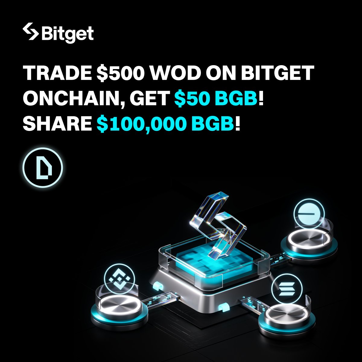 bitget's tweet photo. Trade $WOD @worldofdypians on #BitgetOnchain &amp; share $100,000 in $BGB!

💸 Make one $500+ buy order of WOD to get $50 BGB.

🎯 2,000 winners selected by UID last digit.

👉 Register: https://t.co/ZZP6j6KRG6

🗓 June 10, 10:00 – June 13, 10:00 (UTC) https://t.co/BMN5olj6Ok