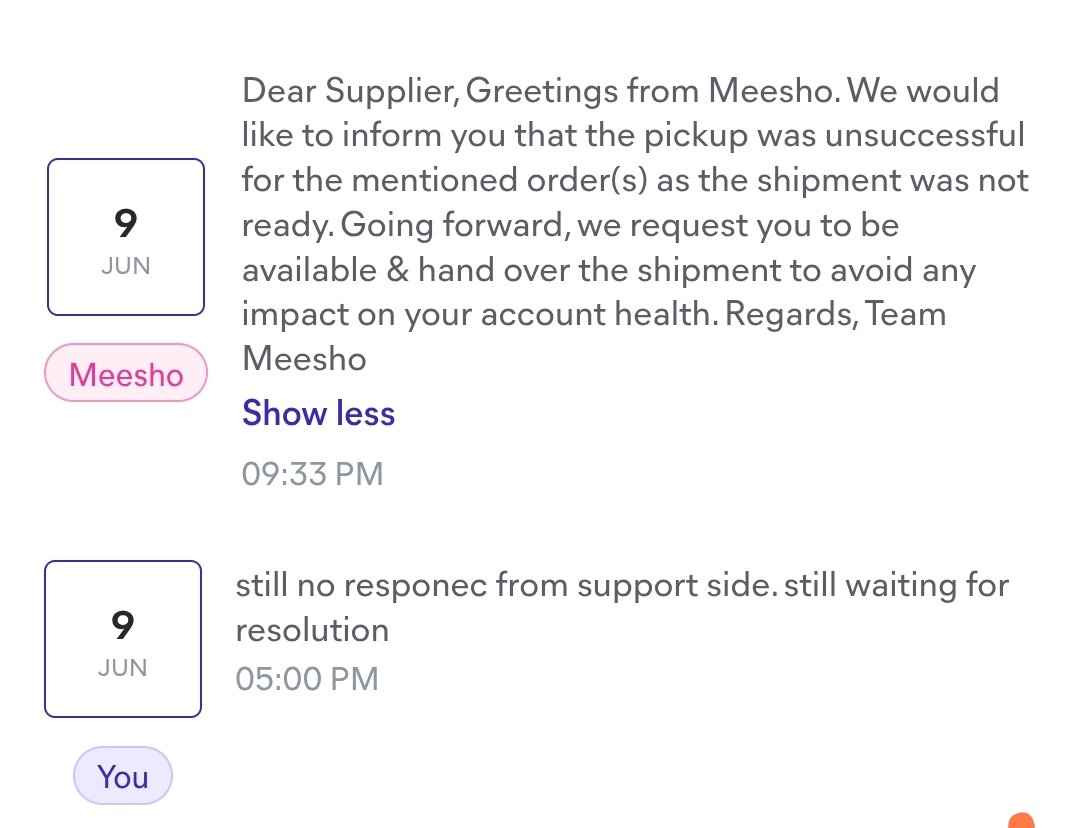 This is how <a href="/Meesho_Official/">Meesho</a> <a href="/meesho_support/">Meesho Support</a> lies. Order was ready to dispatched no one came to pick and then they said pick was not ready. Even they did not gave my RTO back. Moving to consumer court. <a href="/jagograhakjago/">Consumer Affairs</a>