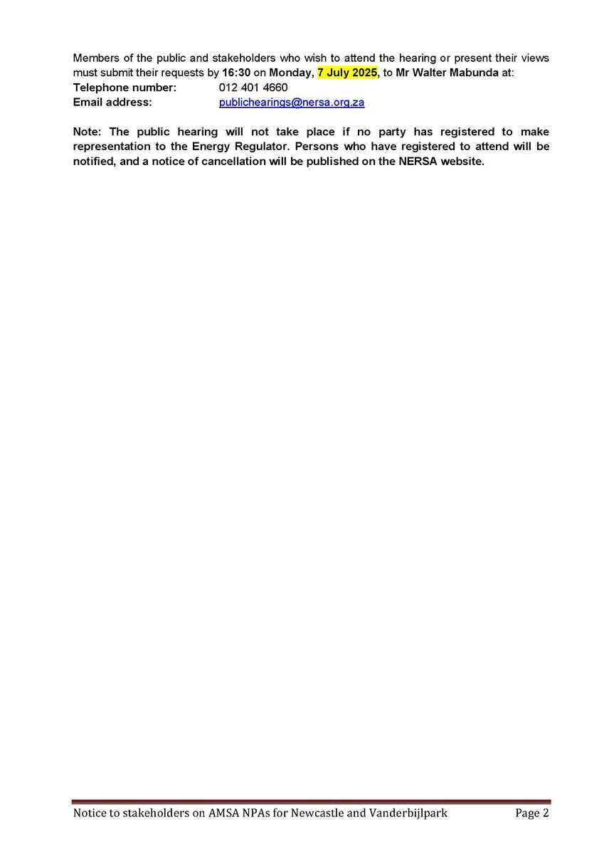 Updated - Public hearing on the consultation paper on Arcelormittal South Africa’s six-year negotiated pricing agreement applications for Newcastle Works in KwaZulu-Natal and Vanderbijlpark Works in Gauteng (closing date to attend public hearing extended to 7 July 2025 at 16:30).
