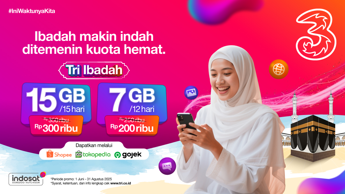 Gak salah nih promo paket TRI Ibadah sehemat ini?

Buat kamu, apa sih yang enggak.. Apa lagi paket roaming TRI Ibadah ini bisa bikin ibadah kamu di Tanah Suci makin lancar dan tenang.

Hemat hingga 50 ribu, #IniWaktunyaKita aktifkan paketnya melalui Shopee, Tokopedia atau Gojek.