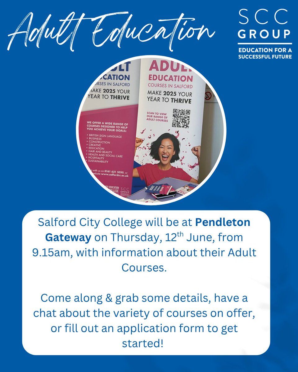 We have a range of Adult Courses available, including:

Barbering &amp; Cutting Skills
Business
Creative Crafts
English (Functional Skills &amp; GCSE)
Fashion, Textiles
Maths (Functional Skills &amp; GCSE)
Social Media Marketing
Working with Children with Disabilities
salfordcc.ac.uk/market/adult/