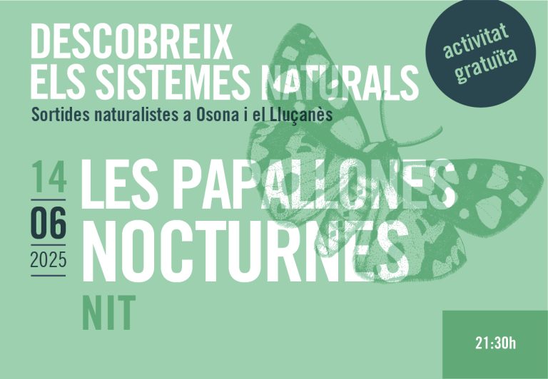 Buscaciència Express (@buscaciencia) on Twitter photo DEMÀ‼️
🦋🌙Les papallones nocturnes. Sortides naturalistes a Osona
Atraurem exemplars mitjançant tècniques de trampeig i explicarem característiques i curiositats de cada espècie
🗓14/6
🕑21.30h
📍Ermita de Sant Sebastià
<a href="/UDivulga/">UDivulga</a> <a href="/GNO_ICHN/">Grup de Naturalistes d'Osona (GNO-ICHN)</a> <a href="/uvic_ucc/">UVic-UCC</a>
ℹbuscaciencia.cat/esdeveniments/… DEMÀ‼️
🦋🌙Les papallones nocturnes. Sortides naturalistes a Osona
Atraurem exemplars mitjançant tècniques de trampeig i explicarem característiques i curiositats de cada espècie
🗓14/6
🕑21.30h
📍Ermita de Sant Sebastià
<a href="/UDivulga/">UDivulga</a> <a href="/GNO_ICHN/">Grup de Naturalistes d'Osona (GNO-ICHN)</a> <a href="/uvic_ucc/">UVic-UCC</a>
ℹbuscaciencia.cat/esdeveniments/…
