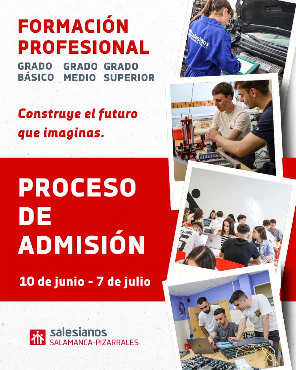 🚨🔔 Abierto el plazo de admisión para todos los ciclos de Formación profesional.
 
Si buscas una formación práctica y orientada a la realidad laboral para transformar tu futuro tenemos diversas opciones para ti ❤️