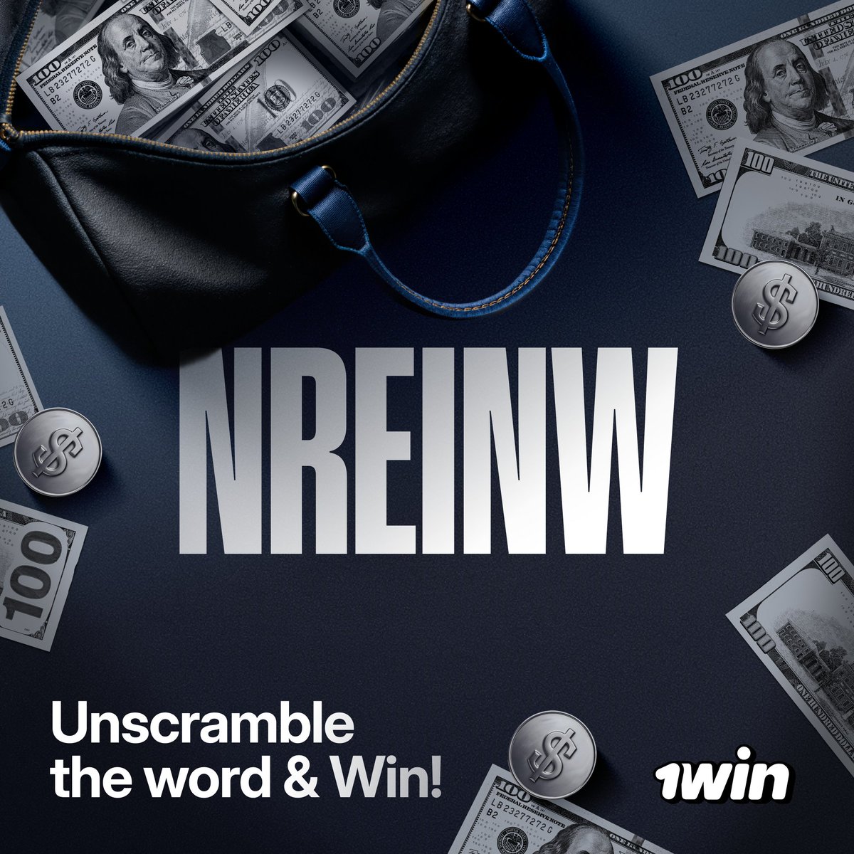Word scramble challenge!

Want to win $10?

- Unscramble the word
- Drop your 1win ID in the comments
- Share this post

🗓 5 winners will be picked tomorrow — good luck!

🔗mssg.me/1win.pro | #1win | #CasinoGames