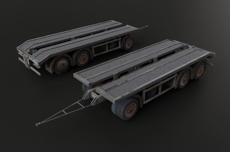 Another vehicle prop done. Flatbed trailer.