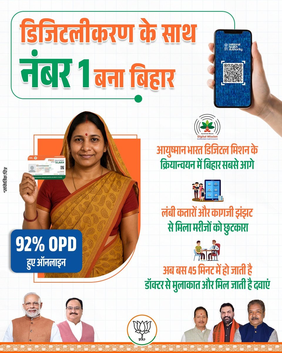 डिजिटल बिहार, सेहत में बहार!

अब इलाज में नहीं इंतज़ार — 92% OPD ऑनलाइन, 45 मिनट में डॉक्टर और दवा तैयार।

#11YearsOfRakshaShakti