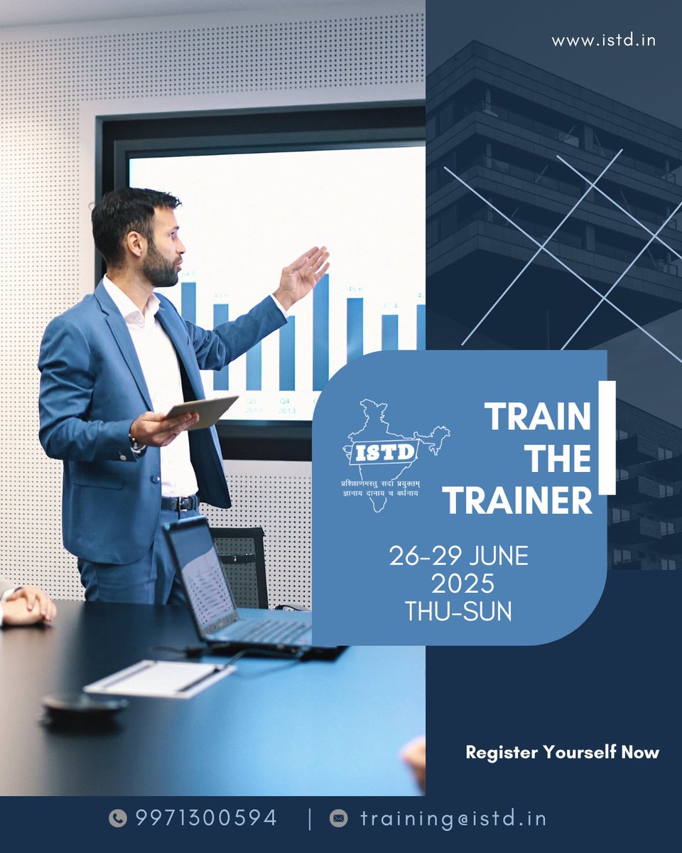 Become a certified trainer by enrolling in the upcoming TTT program organised by ISTD!
26-29 june,2025

#istd #ttt #trainthetrainer #training #learning #development #educational #education #corporate #society #corporatelife