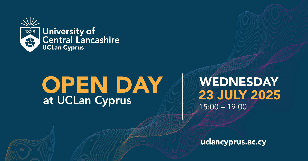 🎓 Save the date! UCLan Cyprus Open Day Larnaca
🗓️ 23 July 2025 | 🕒 15:00–19:00

✅ Explore our double-awarded degrees
✅ Learn about scholarships
✅ Tour the campus &amp; meet our team

Your future starts here: study.uclancyprus.ac.cy/3HA66FN
#UCLanCyprus #OpenDay2025 #MoreThanAUniversity