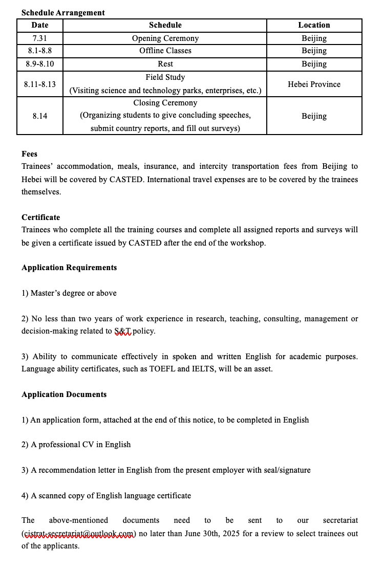 istic_unesco's tweet image. 📢 Call for Nomination – CISTRAT Training Workshop 2025 on AI Policy and Pratices
📍 Beijing & Hebei, China
🗓️ July 31 – August 14, 2025
More Info 👉 cistrat.casted.org.cn/channel/newsin…