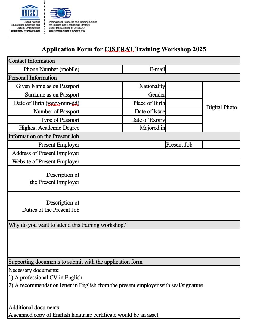 istic_unesco's tweet image. 📢 Call for Nomination – CISTRAT Training Workshop 2025 on AI Policy and Pratices
📍 Beijing & Hebei, China
🗓️ July 31 – August 14, 2025
More Info 👉 cistrat.casted.org.cn/channel/newsin…