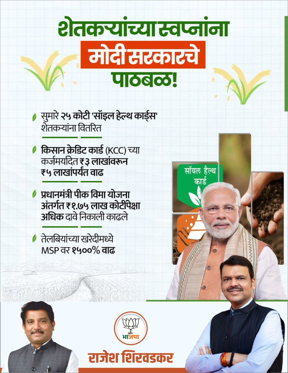 Rajesh_Shirwadk's tweet photo. बळीराजाच्या पंखांना मोदी सरकारचे बळ!
आत्मनिर्भर आणि आधुनिक भारतातील शेतकरी राजासाठी मोदी सरकार सदैव कटिबद्ध आहे.
#11YearsOfKisanSamman
#EmpoweringFarmers
#modiforkisan #FarmersFirst
#agriculturalrevolution
#newindiastrongfarmers
#PMKisan #fposforfuture
#soilhealthtowealth https://t.co/4YPBwtkQxA