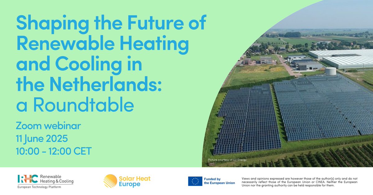 🔥 ❄️ You can still register for our online roundtable focusing on #renewable heating and cooling in the Netherlands 🇳🇱 
📅 11 June 2025
🕗 10:00 – 12:00 CEST
📍 Online 
✍️ Register now: us06web.zoom.us/meeting/regist…