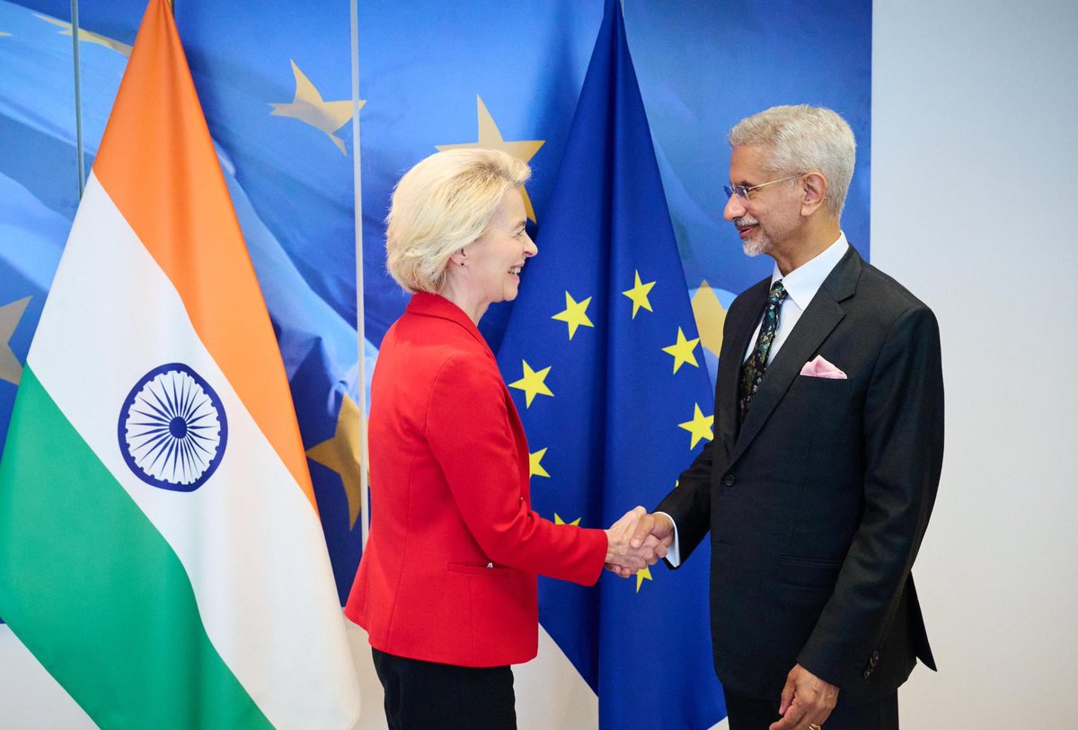 Ursula von der Leyen (@vonderleyen) on Twitter photo Welcome to my friend <a href="/DrSJaishankar/">Dr. S. Jaishankar</a>
The EU-India strategic partnership is getting stronger.
We’re working on a Strategic Agenda based on growth with an ambitious FTA, tech & innovation and security & defence.
I look forward to adopting it with <a href="/narendramodi/">Narendra Modi</a> at our next Summit Welcome to my friend <a href="/DrSJaishankar/">Dr. S. Jaishankar</a>
The EU-India strategic partnership is getting stronger.
We’re working on a Strategic Agenda based on growth with an ambitious FTA, tech & innovation and security & defence.
I look forward to adopting it with <a href="/narendramodi/">Narendra Modi</a> at our next Summit