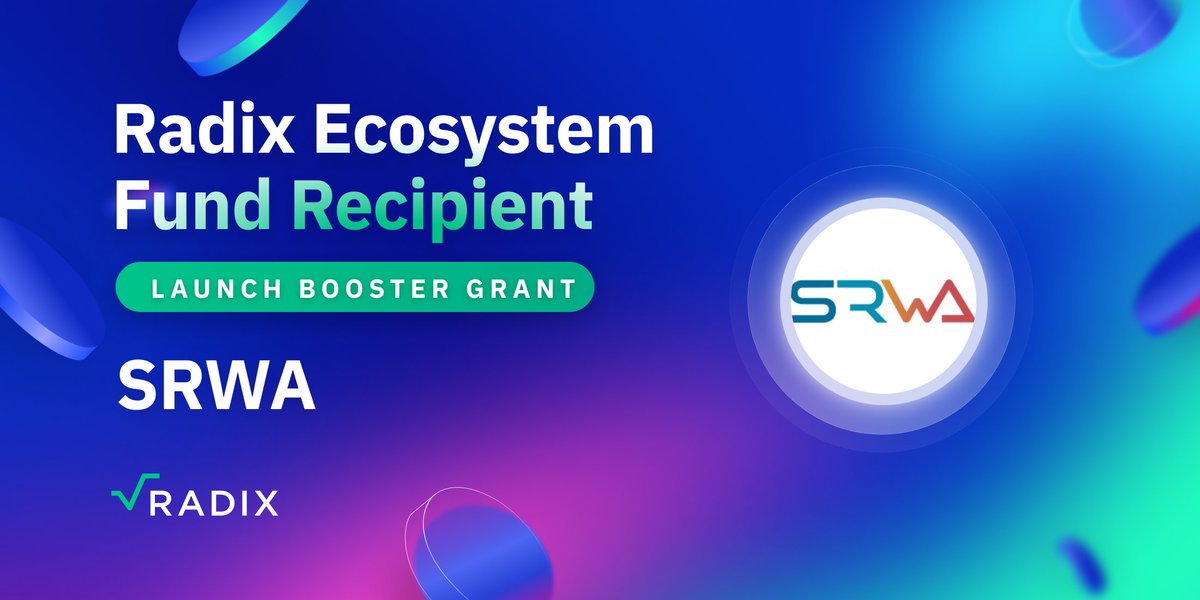 A massive congrats to <a href="/SRWAio/">SRWA.xrd</a> on securing the Launch Booster Grant from <a href="/radixdlt/">Radix - Radically Different DeFi</a>!

🎉They’re making real-world assets work in DeFi by offering tokenization and lending
opportunities.