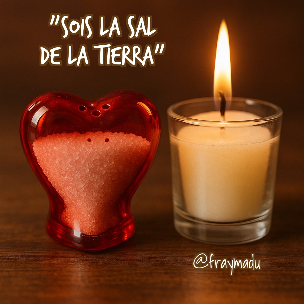 "Sois la sal de la tierra". Estás llamado a ser luz en la oscuridad, a dar sabor a la vida y a los demás cuando todo parezca soso, a ayudar a caminar, a alegrar corazones, a despejar tinieblas, a sonreír, a abrazar, a animar, a levantar...

#evangelio #franciscanos #sal #luz