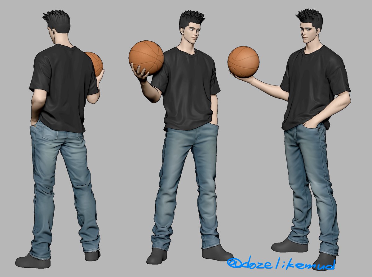 久しぶりに自主制作進めた！
#zbrush #SLAMDUNK  #仙道