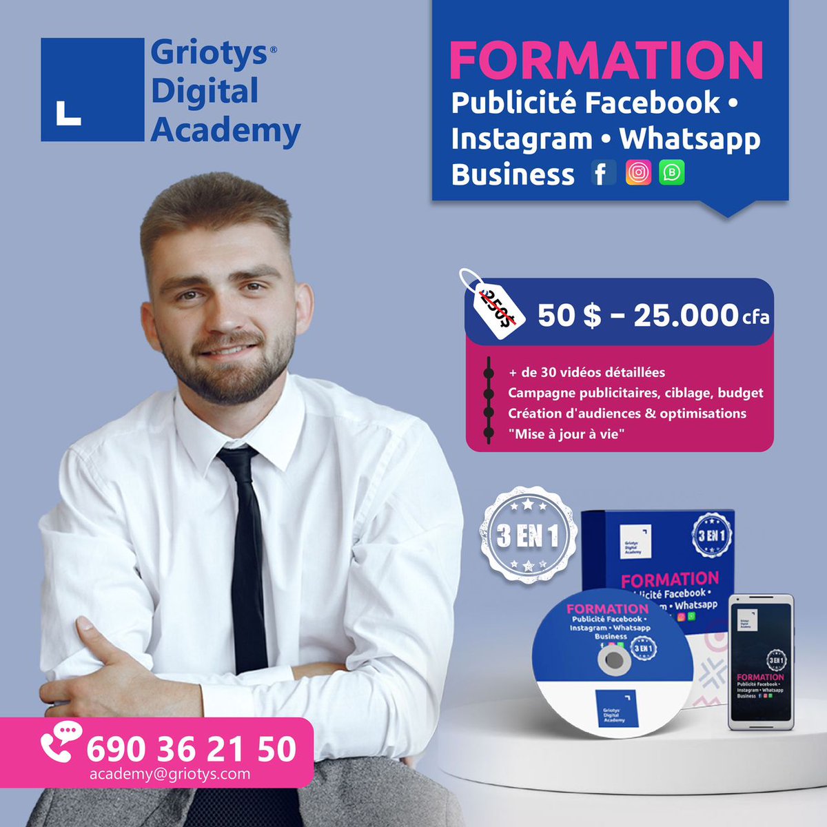 GriotysAcademy's tweet image. 🚀 Formation en ligne : Facebook, Instagram &amp;amp; WhatsApp Business.

👉 Inscrivez-vous dès maintenant et commencez à transformer votre présence en ligne !
📞 Contactez-nous : (+237) 690 36 21 50 / 680 03 19 06 
📍Douala | Yaoundé
#GriotysAcademy  #FormationDigitale