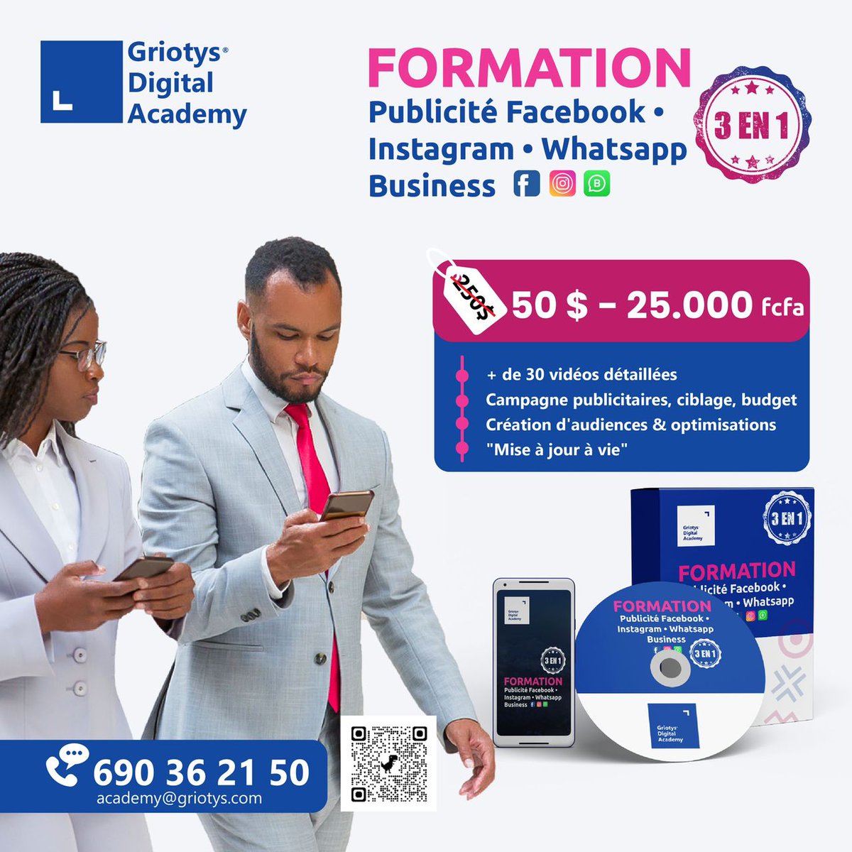 GriotysAcademy's tweet image. 🚀 Formation en ligne : Facebook, Instagram &amp;amp; WhatsApp Business.

👉 Inscrivez-vous dès maintenant et commencez à transformer votre présence en ligne !
📞 Contactez-nous : (+237) 690 36 21 50 / 680 03 19 06 
📍Douala | Yaoundé
#GriotysAcademy  #FormationDigitale