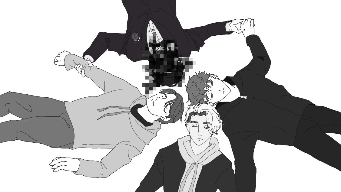 antoniettahara2's tweet photo. この絵を描いた時にこだわった点があるんですけど

・マークは孤独なので誰とも手を繋いでいない
・シザはマークの手首をギュッと掴んでいて引きずり込むイメージ
・アダムはオルタネイト側なのでシザと繋いでる
・アダムとジョナは仲間かと思いきやそうでもなさそうなので繋がっているのかは不明 https://t.co/F5iapSZk3I