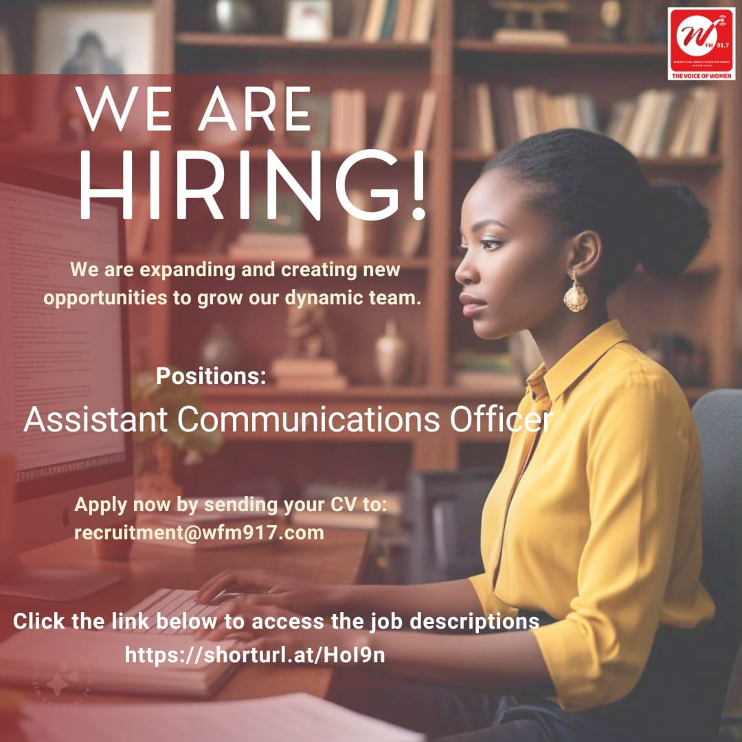 WFM91.7 (@wfm917) on Twitter photo We are hiring!
Join our dynamic team at Women Radio! We're looking for Assistant Communications Officer to help drive our mission forward.
Apply now: recruitment@wfm917.com
Job Details: shorturl.at/HoI9n
#hiring #communications #communicationsofficer #women #esan We are hiring!
Join our dynamic team at Women Radio! We're looking for Assistant Communications Officer to help drive our mission forward.
Apply now: recruitment@wfm917.com
Job Details: shorturl.at/HoI9n
#hiring #communications #communicationsofficer #women #esan