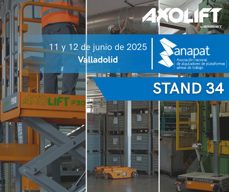 AxoLiftOfficial's tweet image. Convention ANAPAT in Valladolid, Spain!🎉💪
Meet the AXOLIFT Team at stand 34, from 11th to 13th June in hotel AC Santa Ana in Valladolid.📍📆

#AXOLIFT #LLA #LOWLEVELACCESS #SAFETY #SPAIN #ANAPAT #CONVENTION #RENTAL 
axolift.com
